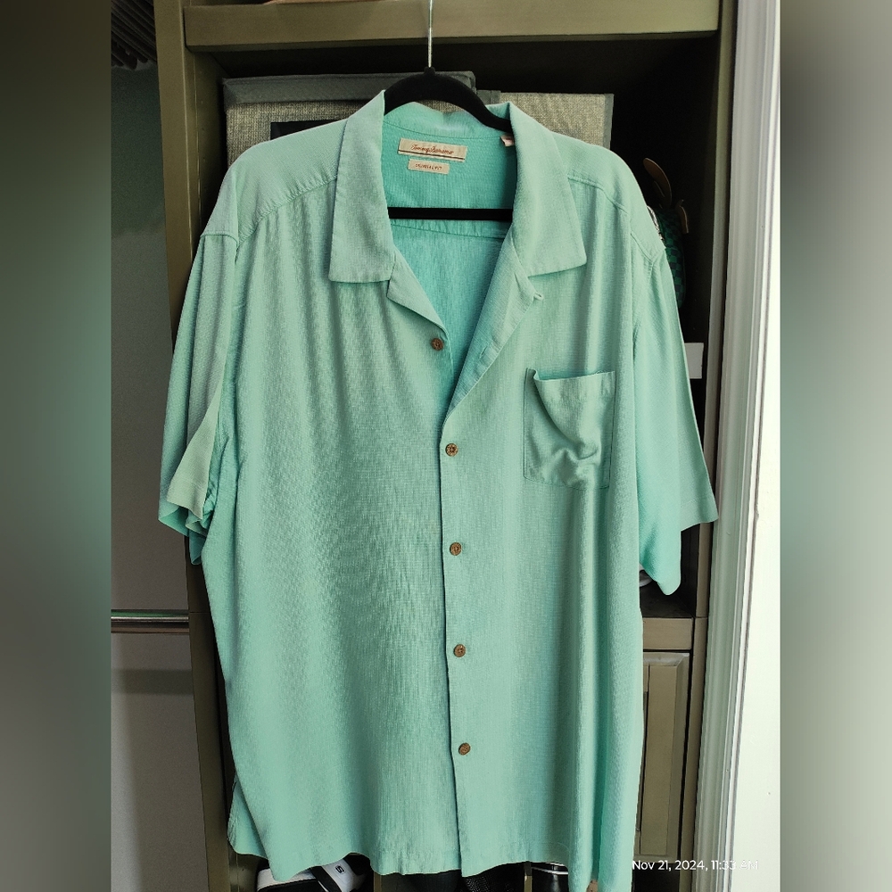 Tommy Bahama Short Sleeve Men's Shirt - 3XL Green Big and Tall